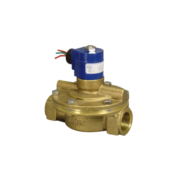 Gc Valves 1 1/4" NPT, 2Way Brass Solenoid Valve, Closed, TFE, 24vDC